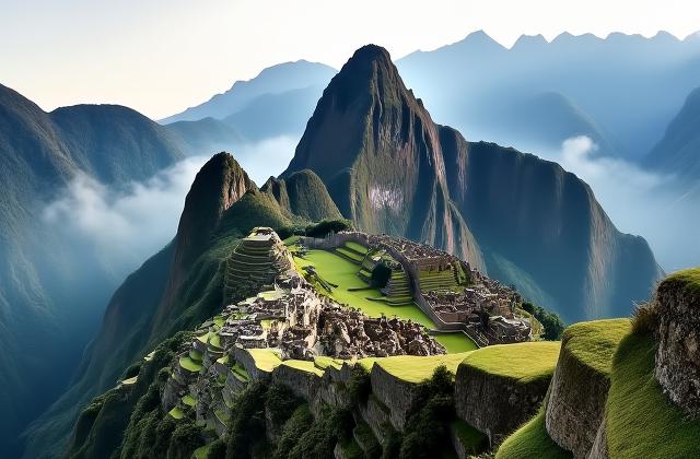 マチュ・ピチュ - ペルーのアンデス山脈に隠されたインカの失われた都市、壮大な景色。